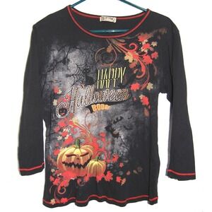 Vintage Y2K Blue Canyon Halloween Knit Top Women's XL Grunge Gothic Whimsical